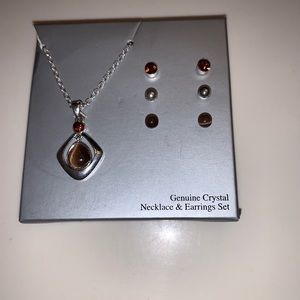 Genuine crystal necklace and earring set